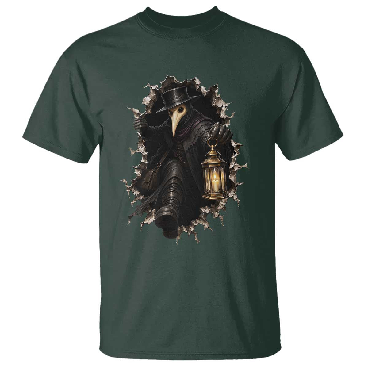 Gothic Plague Doctor Horror T Shirt Spooky Medieval Dark Folklore