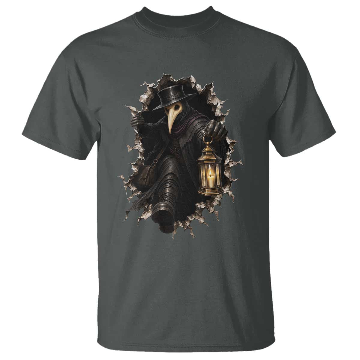 Gothic Plague Doctor Horror T Shirt Spooky Medieval Dark Folklore