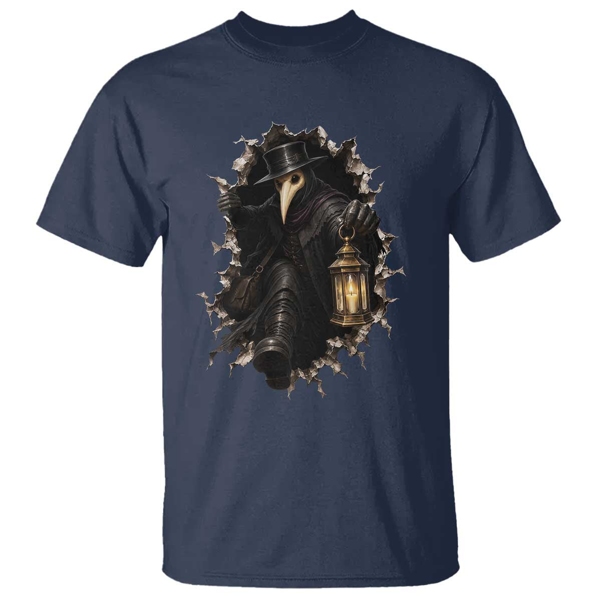 Gothic Plague Doctor Horror T Shirt Spooky Medieval Dark Folklore