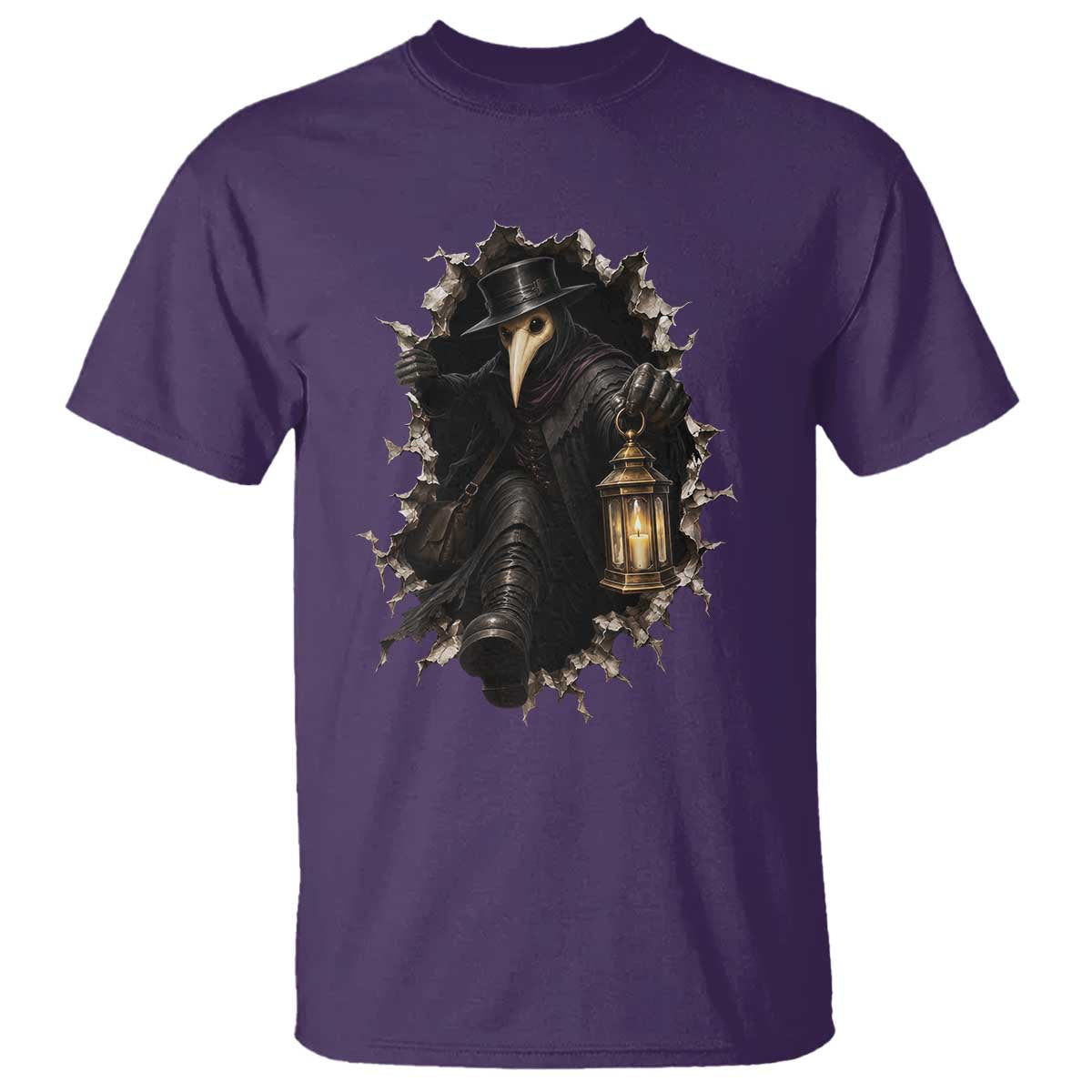 Gothic Plague Doctor Horror T Shirt Spooky Medieval Dark Folklore