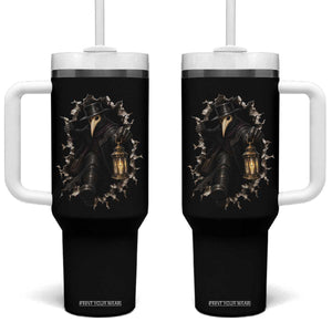Gothic Plague Doctor Horror Tumbler With Handle Spooky Medieval Dark Folklore