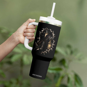 Gothic Plague Doctor Horror Tumbler With Handle Spooky Medieval Dark Folklore