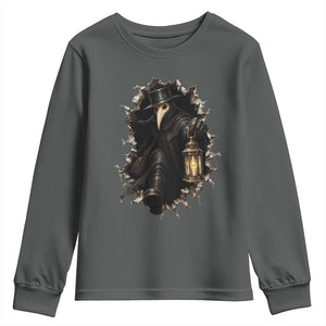 Gothic Plague Doctor Horror Youth Sweatshirt Spooky Medieval Dark Folklore
