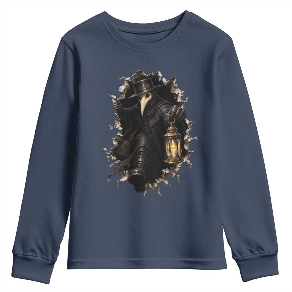 Gothic Plague Doctor Horror Youth Sweatshirt Spooky Medieval Dark Folklore