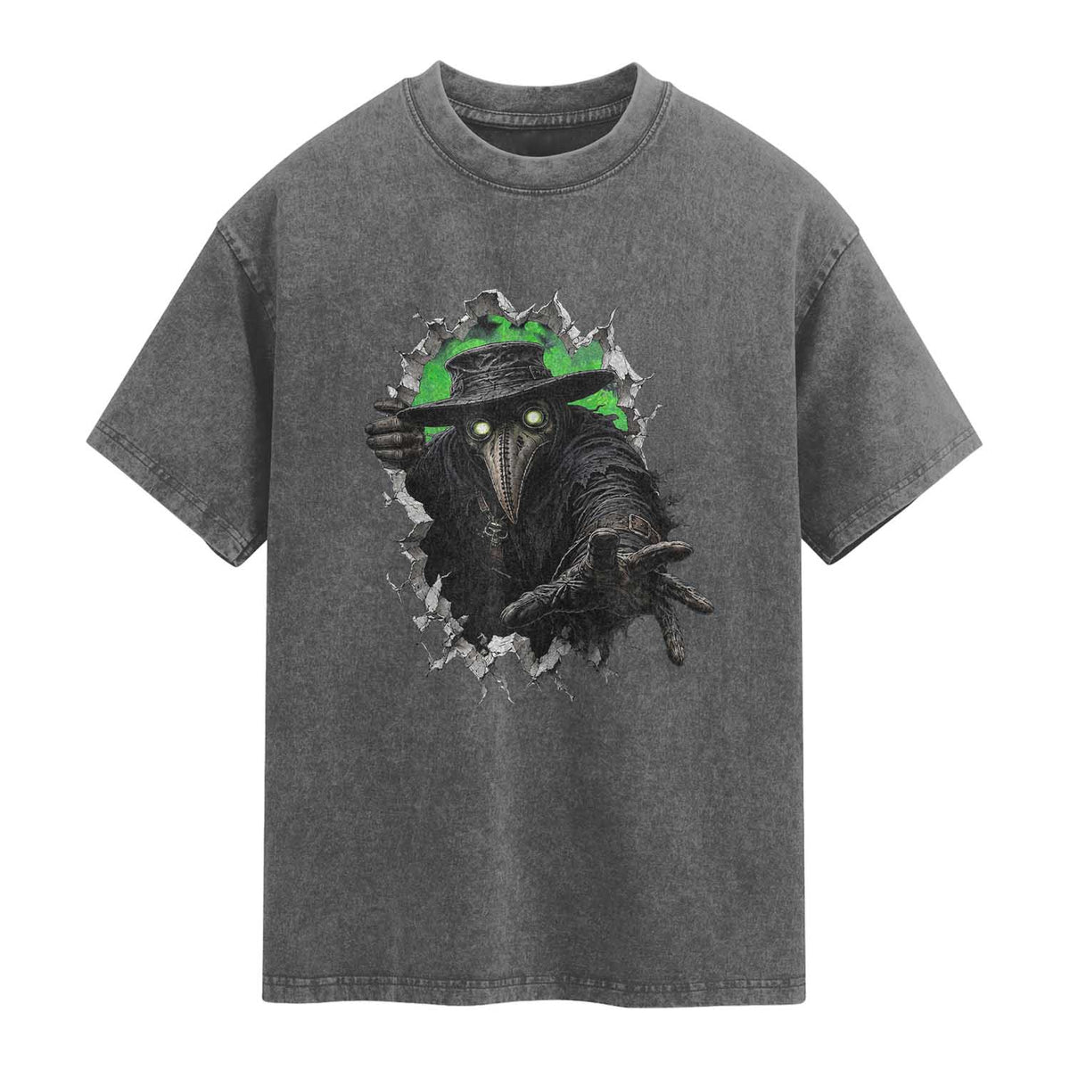 Halloween Plague Doctor Washed Cotton T-Shirt Gothic Medieval History Gift