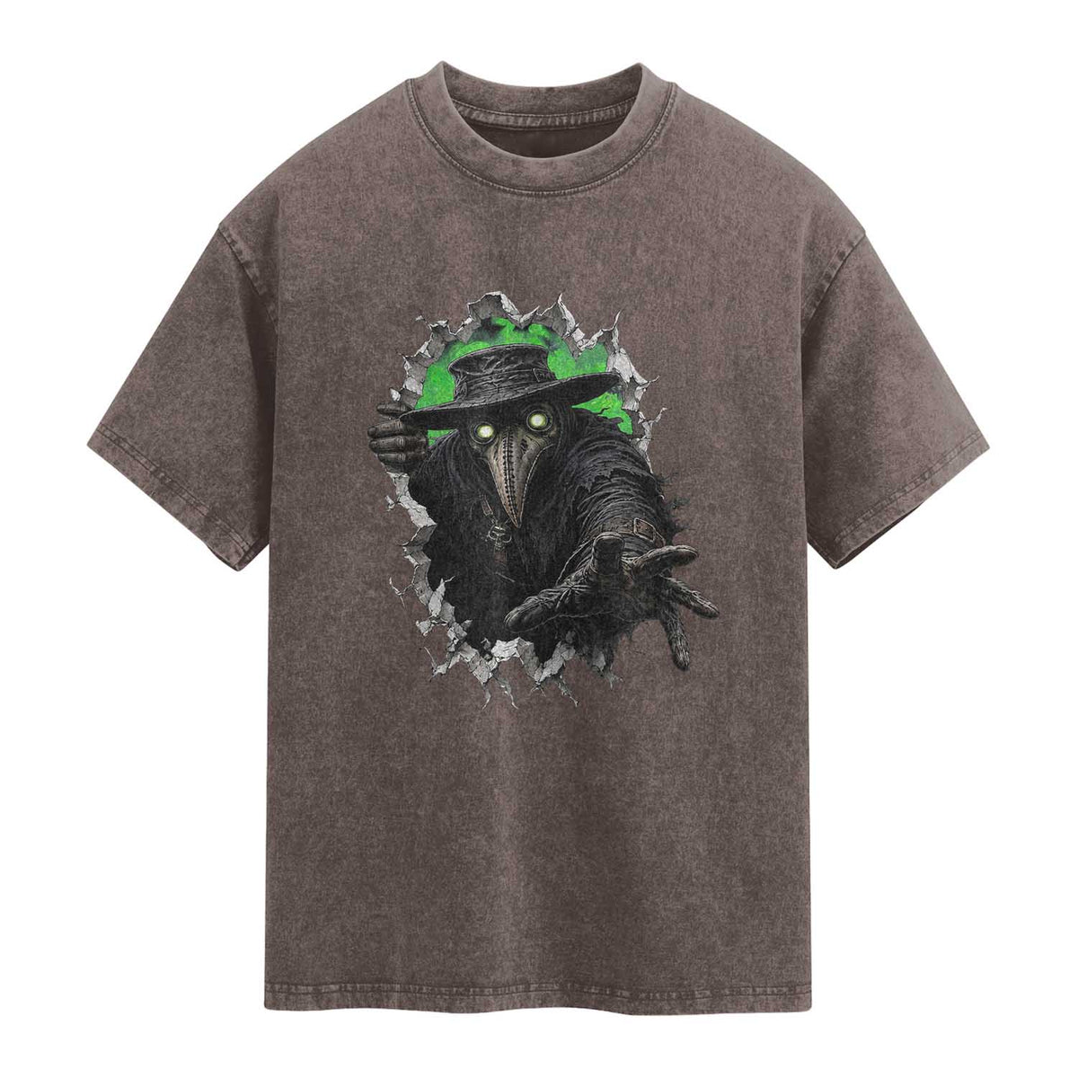 Halloween Plague Doctor Washed Cotton T-Shirt Gothic Medieval History Gift