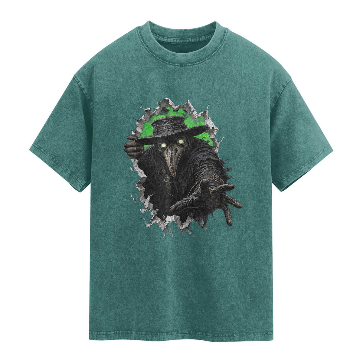 Halloween Plague Doctor Washed Cotton T-Shirt Gothic Medieval History Gift
