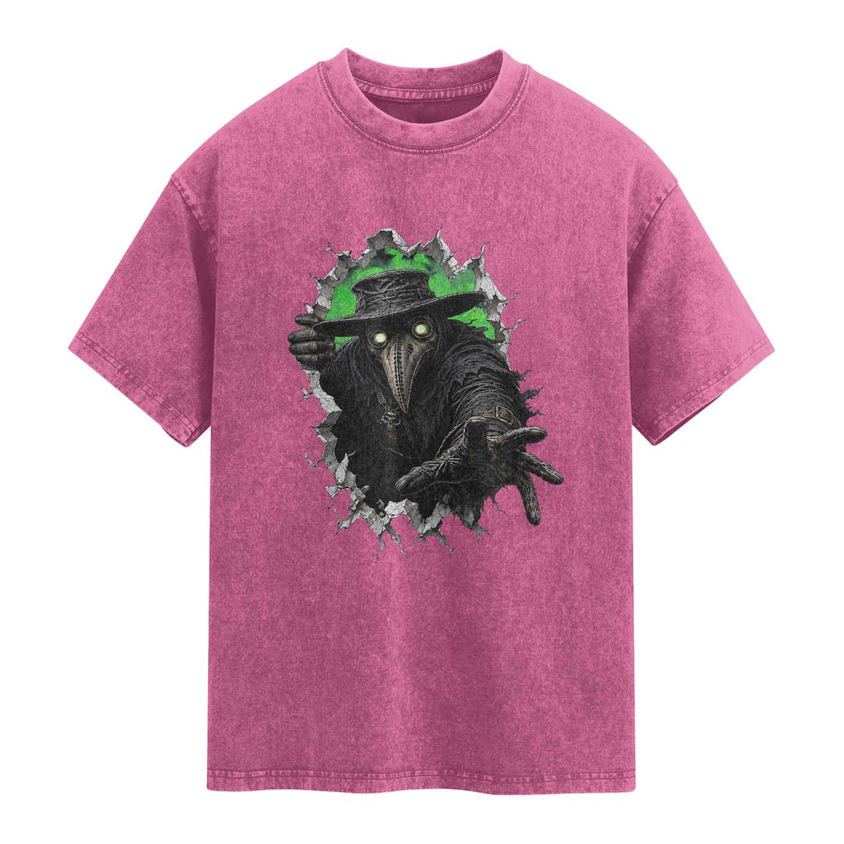 Halloween Plague Doctor Washed Cotton T-Shirt Gothic Medieval History Gift