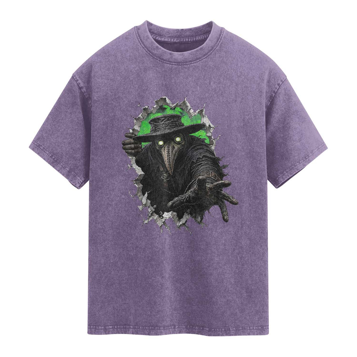 Halloween Plague Doctor Washed Cotton T-Shirt Gothic Medieval History Gift