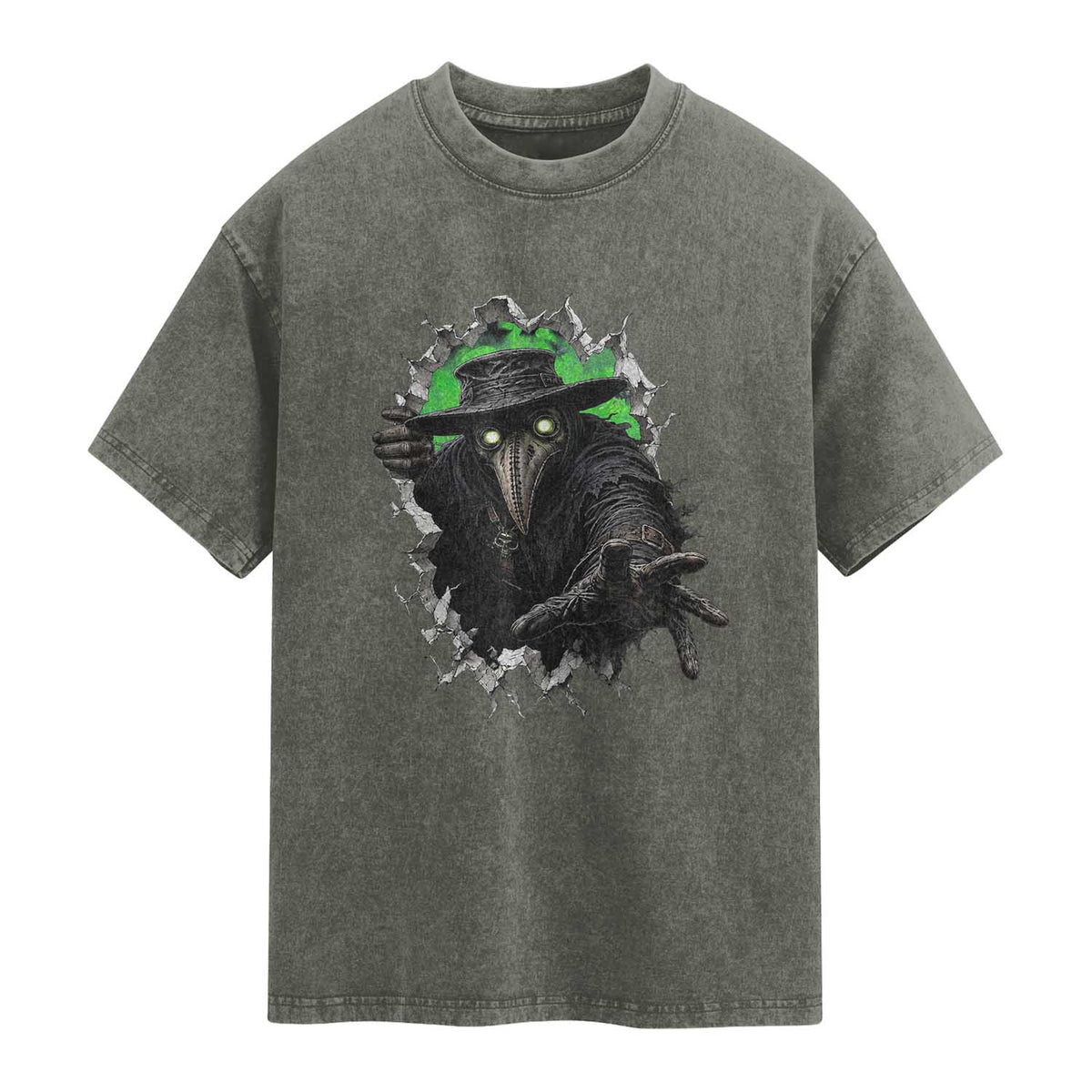 Halloween Plague Doctor Washed Cotton T-Shirt Gothic Medieval History Gift