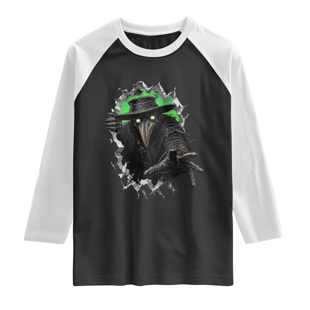 Halloween Plague Doctor Raglan Shirt Gothic Medieval History Gift