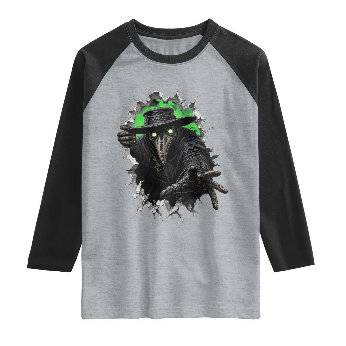Halloween Plague Doctor Raglan Shirt Gothic Medieval History Gift