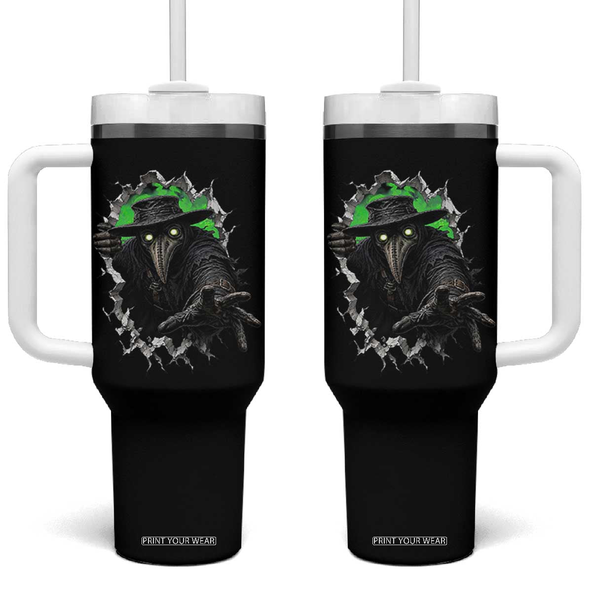 Halloween Plague Doctor Tumbler With Handle Gothic Medieval History Gift