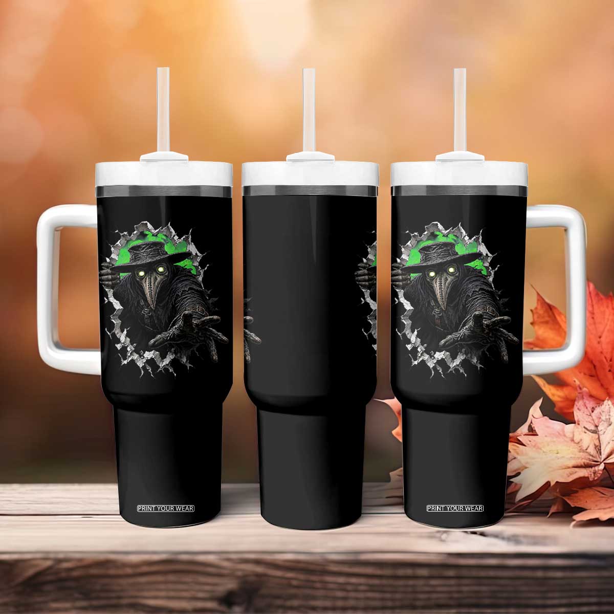 Halloween Plague Doctor Tumbler With Handle Gothic Medieval History Gift