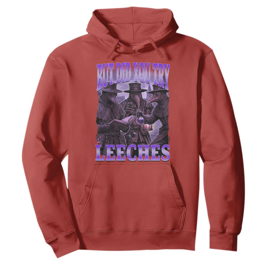 Funny Plague Doctor But Did You Try Leeches Hoodie Medieval History Gift