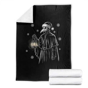 Grim Plague Doctor Santa Hat Christmas Throw Blanket Dark Gothic Holiday Horror