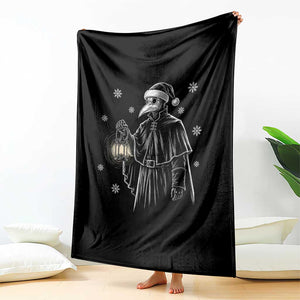 Grim Plague Doctor Santa Hat Christmas Throw Blanket Dark Gothic Holiday Horror