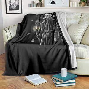 Grim Plague Doctor Santa Hat Christmas Throw Blanket Dark Gothic Holiday Horror