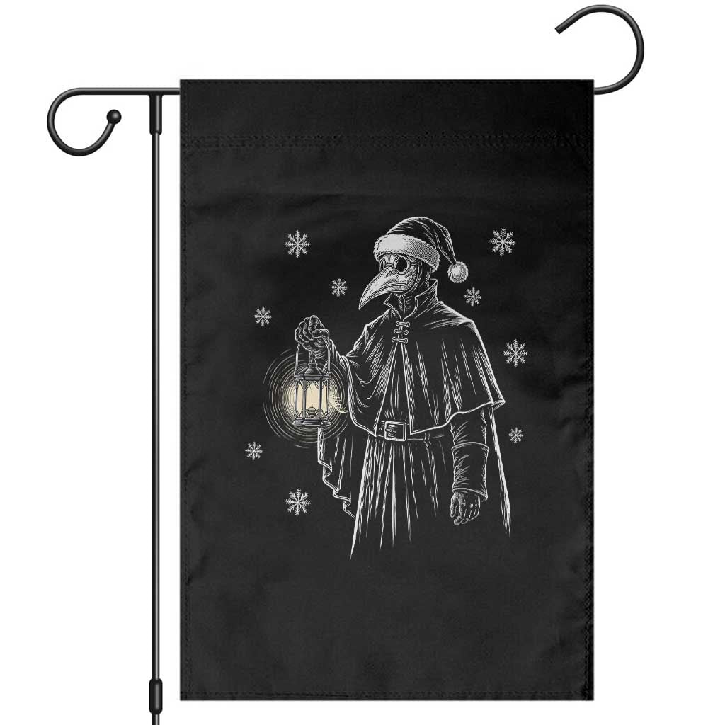 Grim Plague Doctor Santa Hat Christmas Garden Flag Dark Gothic Holiday Horror