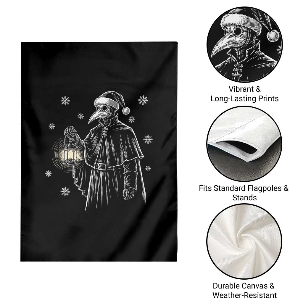 Grim Plague Doctor Santa Hat Christmas Garden Flag Dark Gothic Holiday Horror