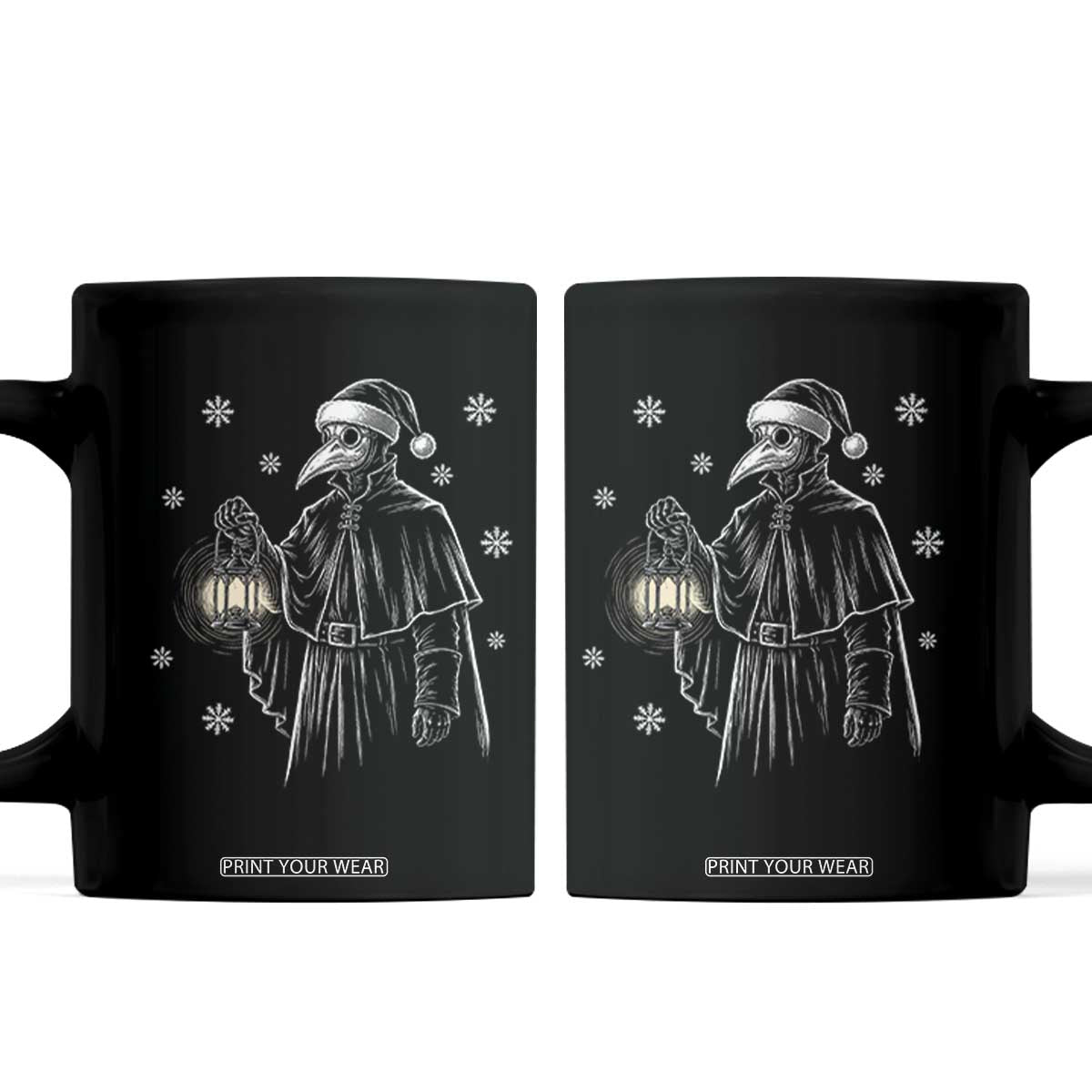 Grim Plague Doctor Santa Hat Christmas Coffee Mug Dark Gothic Holiday Horror