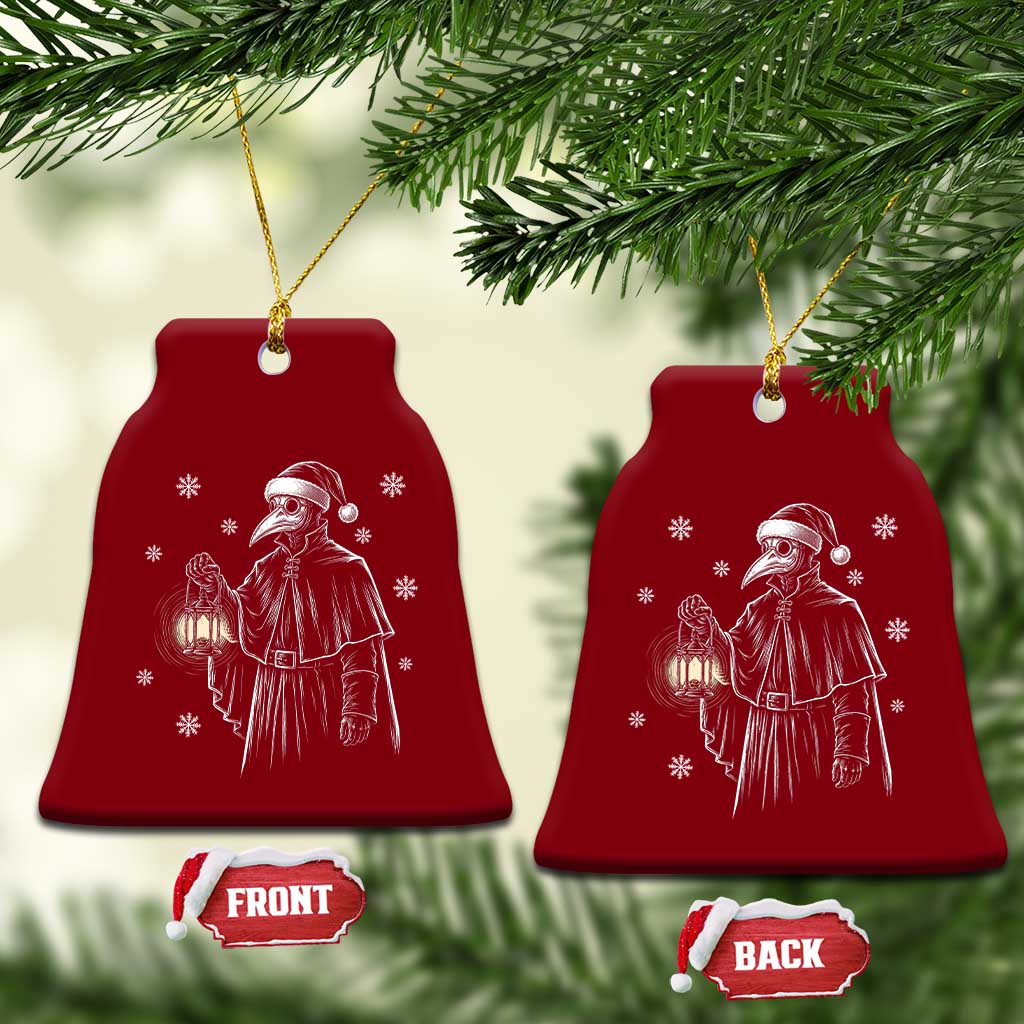 Grim Plague Doctor Santa Hat Christmas Ceramic Ornament Dark Gothic Holiday Horror