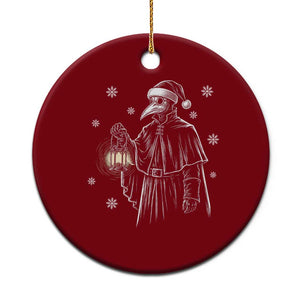 Grim Plague Doctor Santa Hat Christmas Ceramic Ornament Dark Gothic Holiday Horror