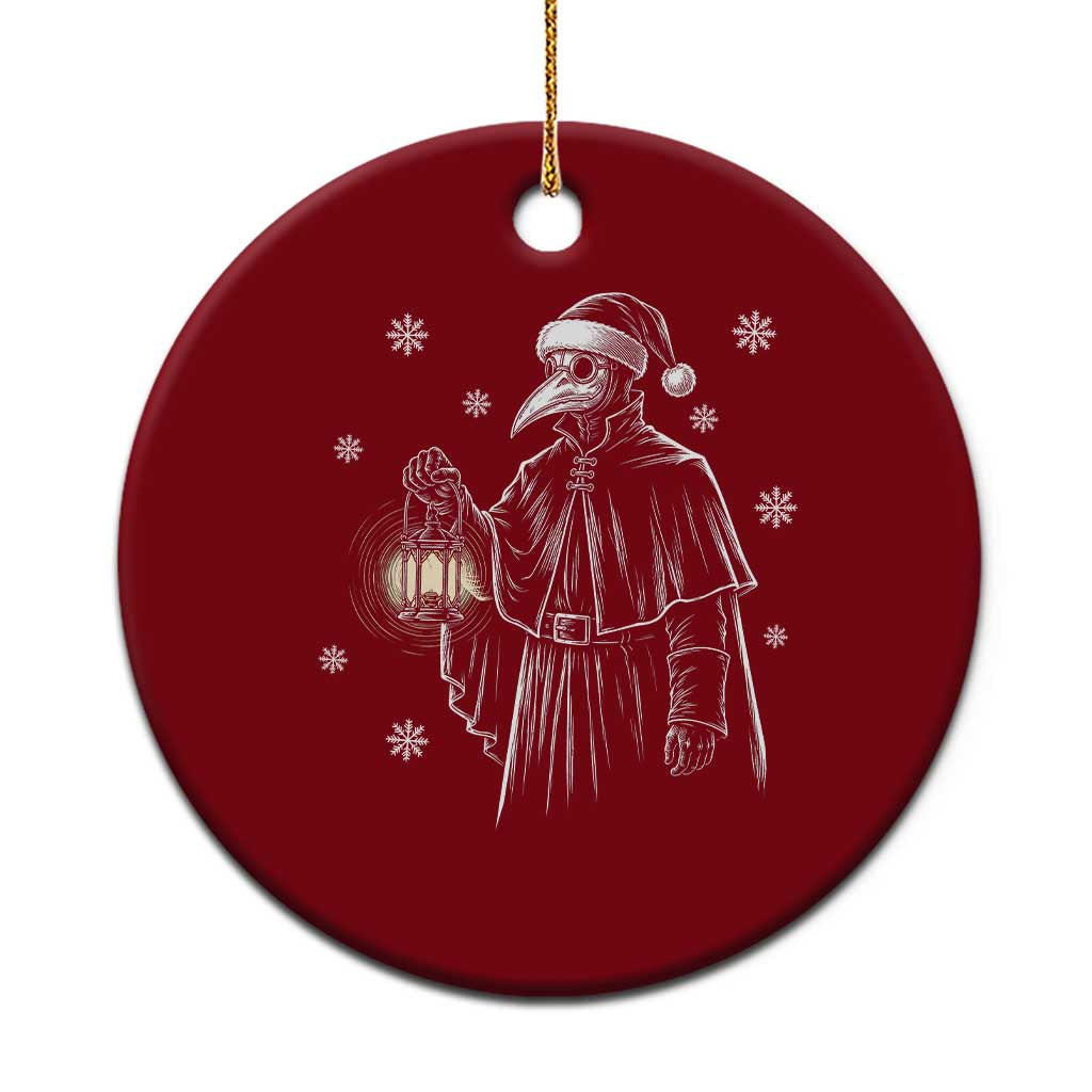 Grim Plague Doctor Santa Hat Christmas Ceramic Ornament Dark Gothic Holiday Horror