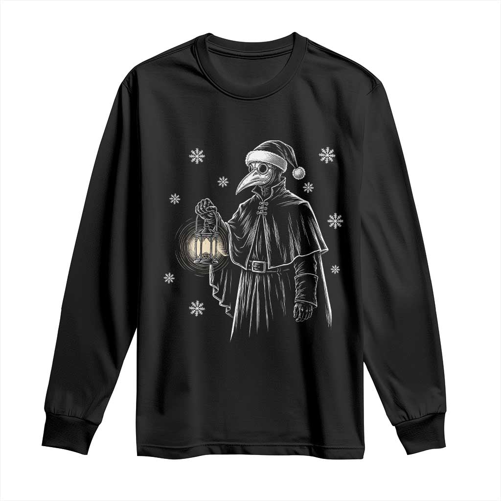 Grim Plague Doctor Santa Hat Christmas Long Sleeve Shirt Dark Gothic Holiday Horror