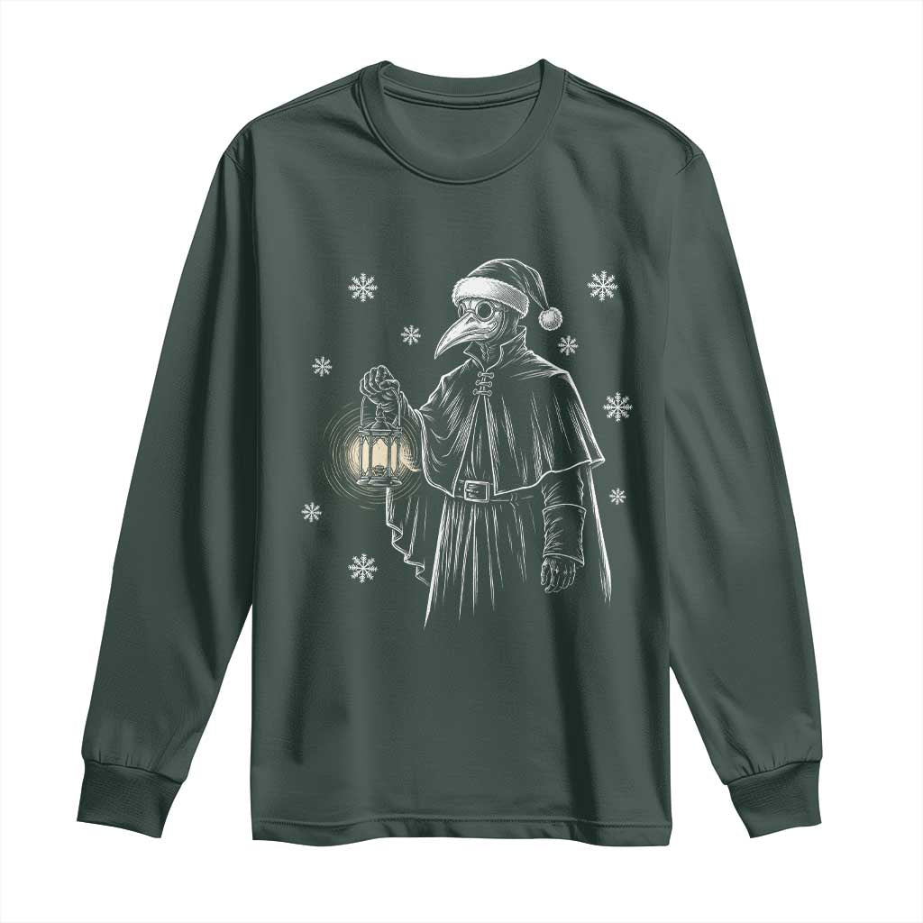 Grim Plague Doctor Santa Hat Christmas Long Sleeve Shirt Dark Gothic Holiday Horror