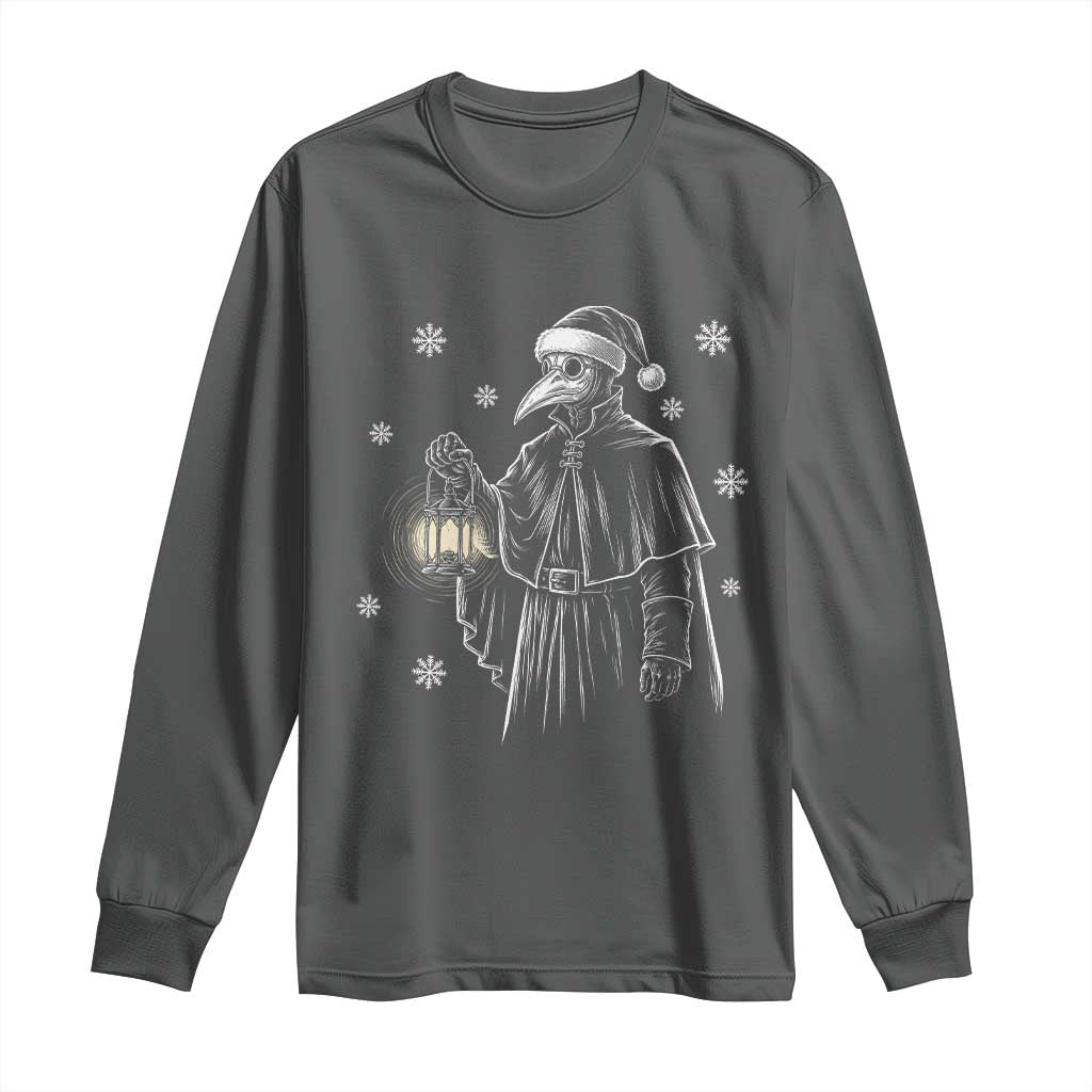Grim Plague Doctor Santa Hat Christmas Long Sleeve Shirt Dark Gothic Holiday Horror