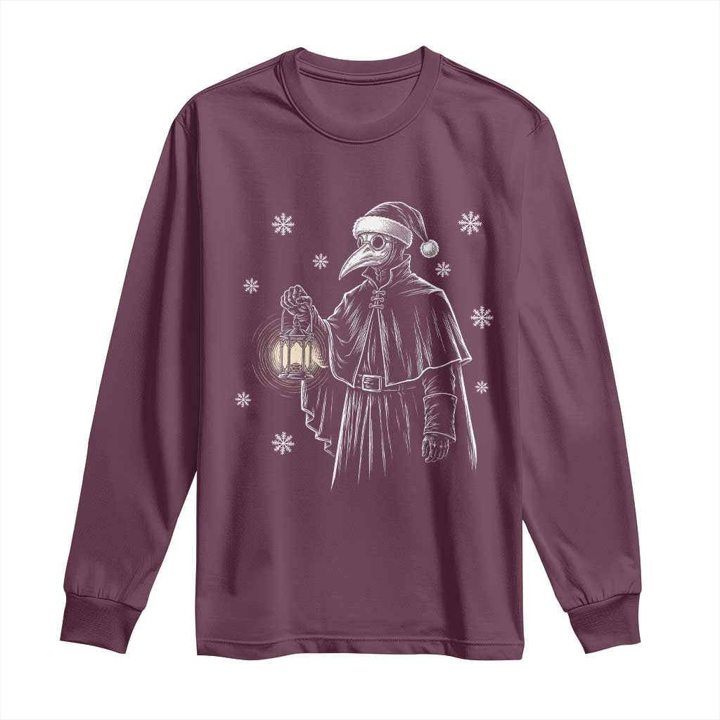 Grim Plague Doctor Santa Hat Christmas Long Sleeve Shirt Dark Gothic Holiday Horror