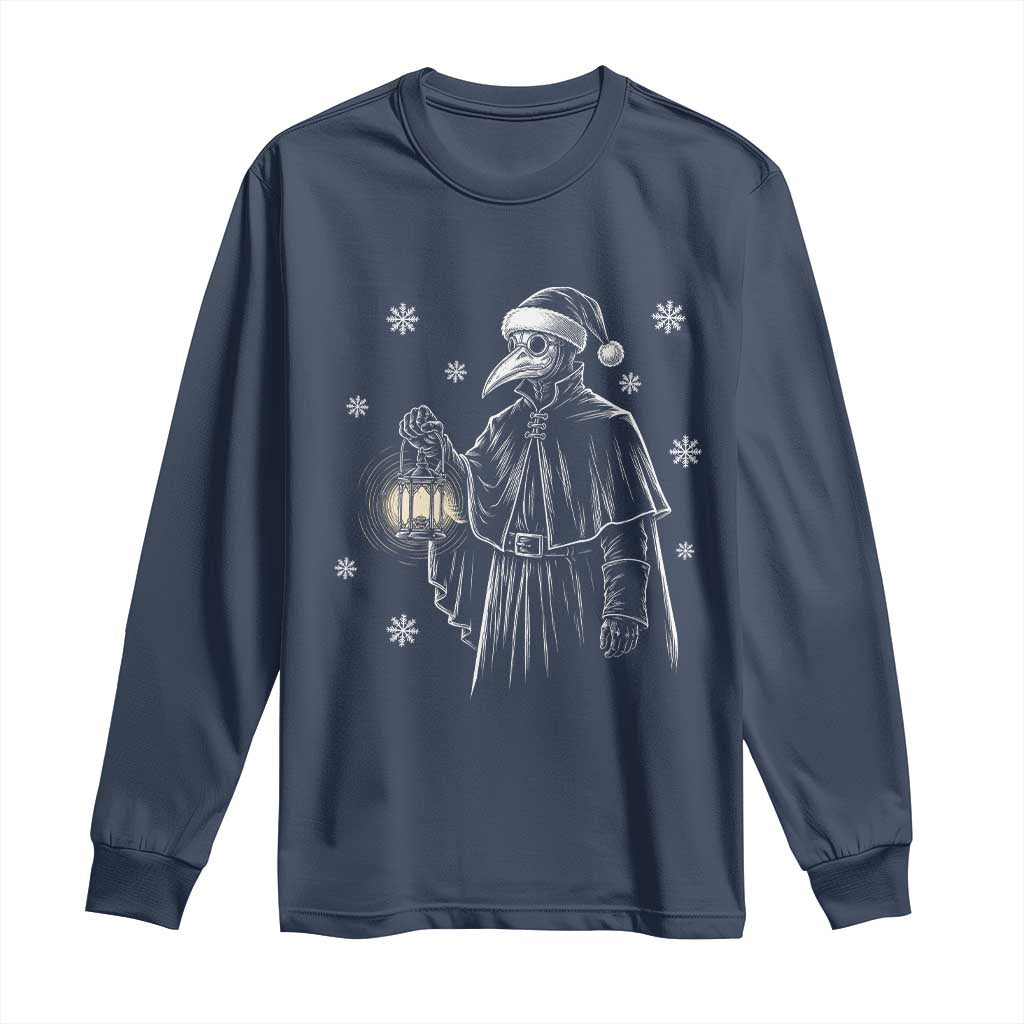 Grim Plague Doctor Santa Hat Christmas Long Sleeve Shirt Dark Gothic Holiday Horror