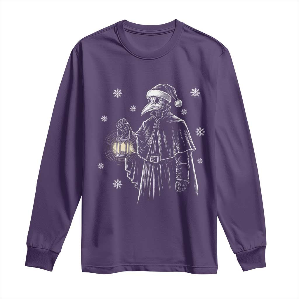 Grim Plague Doctor Santa Hat Christmas Long Sleeve Shirt Dark Gothic Holiday Horror