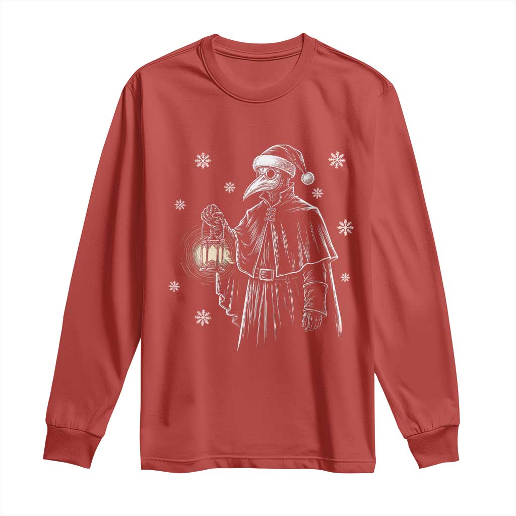 Grim Plague Doctor Santa Hat Christmas Long Sleeve Shirt Dark Gothic Holiday Horror