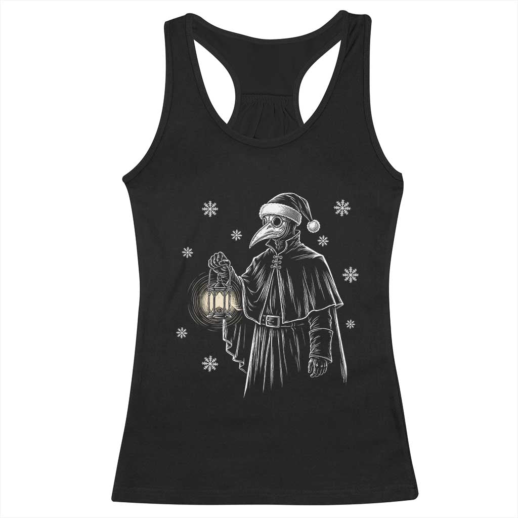 Grim Plague Doctor Santa Hat Christmas Racerback Tank Top Dark Gothic Holiday Horror