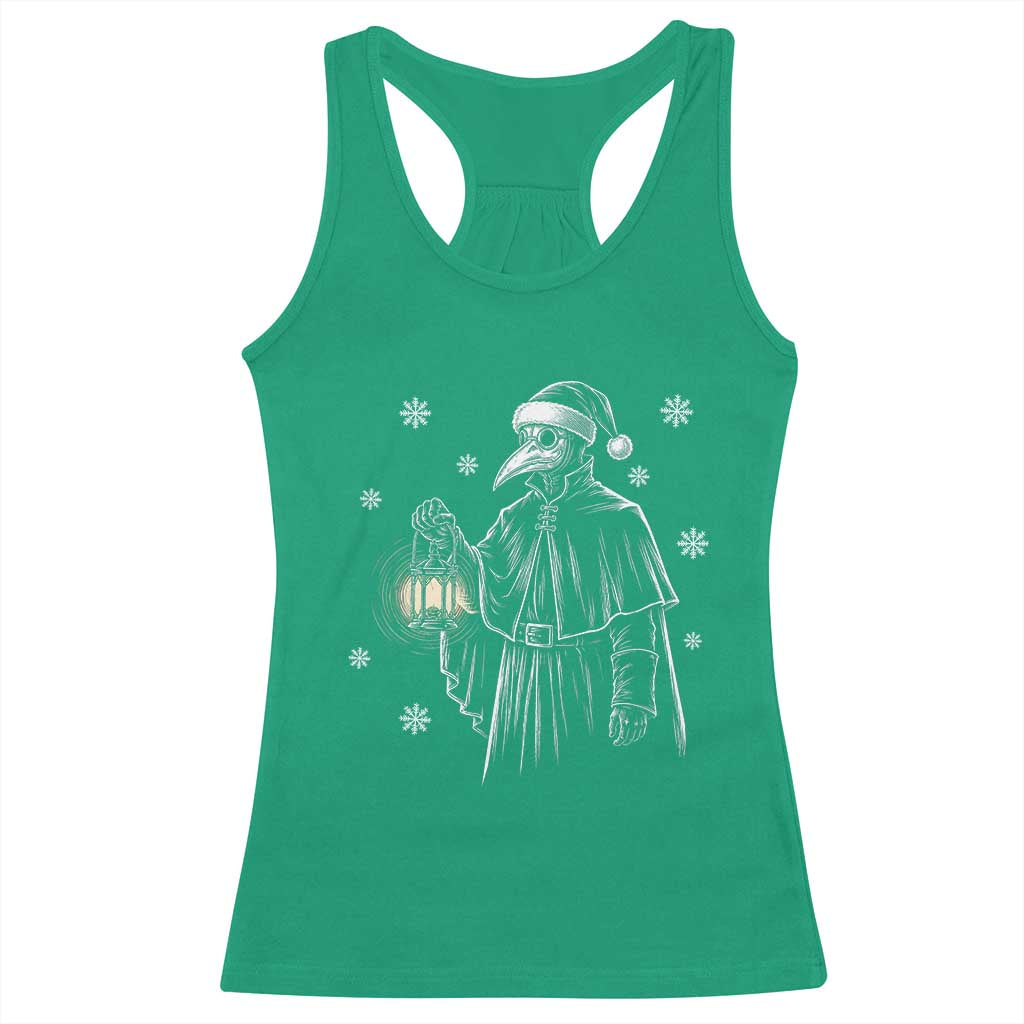 Grim Plague Doctor Santa Hat Christmas Racerback Tank Top Dark Gothic Holiday Horror