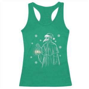 Grim Plague Doctor Santa Hat Christmas Racerback Tank Top Dark Gothic Holiday Horror