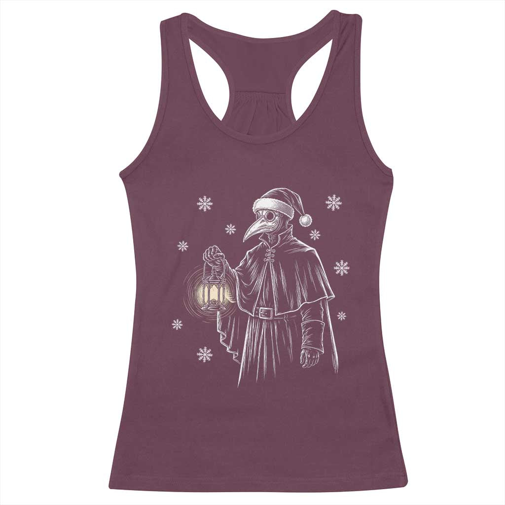Grim Plague Doctor Santa Hat Christmas Racerback Tank Top Dark Gothic Holiday Horror