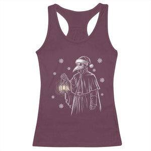 Grim Plague Doctor Santa Hat Christmas Racerback Tank Top Dark Gothic Holiday Horror