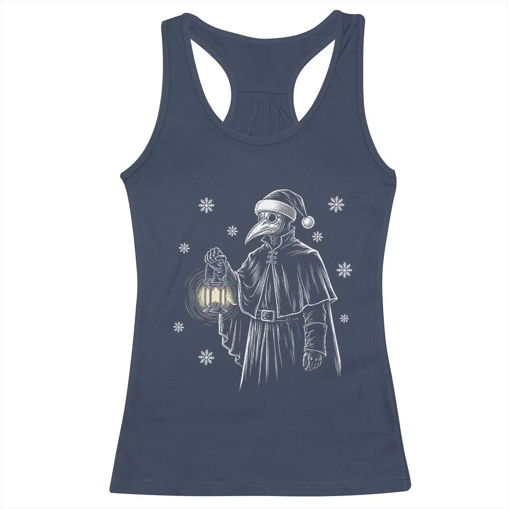 Grim Plague Doctor Santa Hat Christmas Racerback Tank Top Dark Gothic Holiday Horror