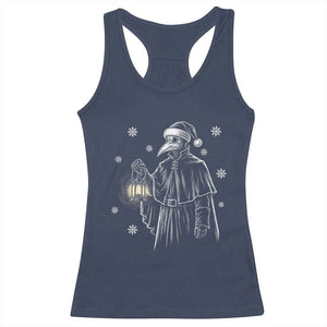 Grim Plague Doctor Santa Hat Christmas Racerback Tank Top Dark Gothic Holiday Horror