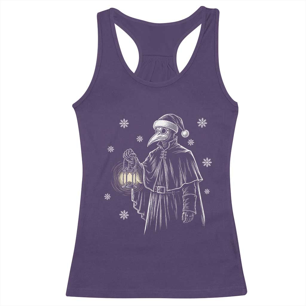 Grim Plague Doctor Santa Hat Christmas Racerback Tank Top Dark Gothic Holiday Horror
