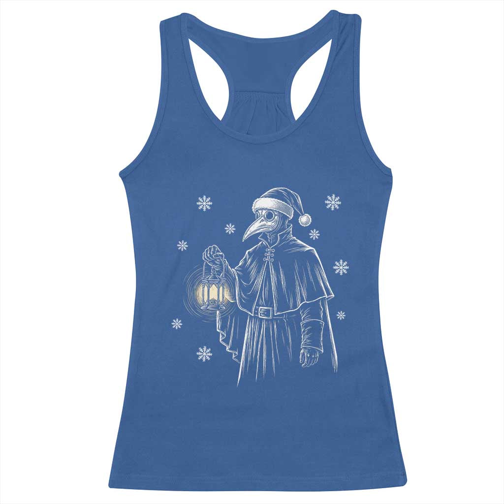 Grim Plague Doctor Santa Hat Christmas Racerback Tank Top Dark Gothic Holiday Horror