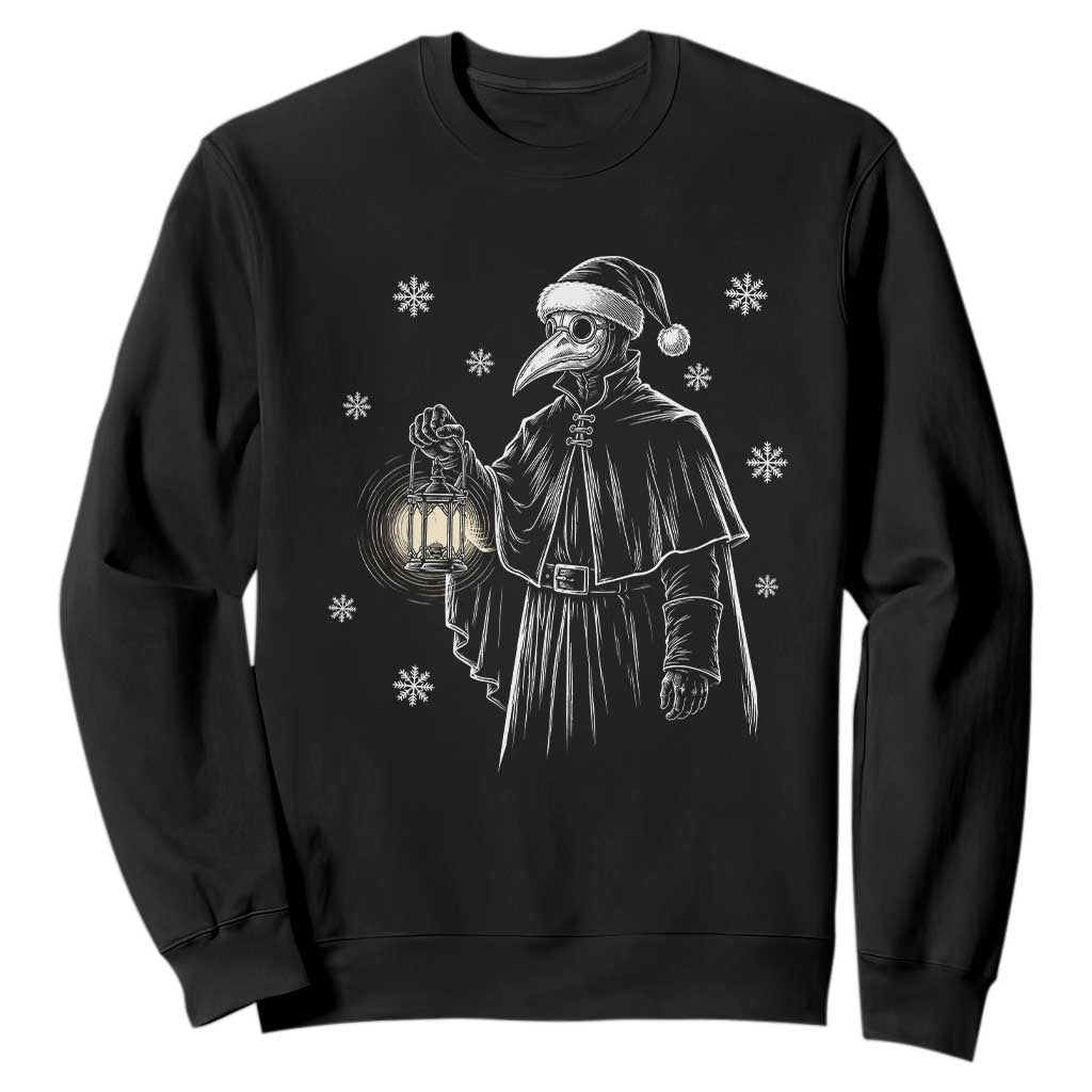 Grim Plague Doctor Santa Hat Christmas Sweatshirt Dark Gothic Holiday Horror