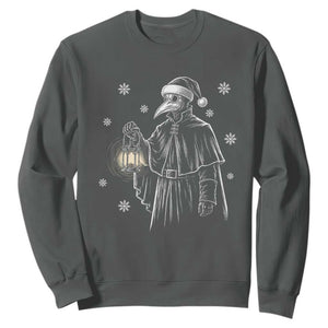 Grim Plague Doctor Santa Hat Christmas Sweatshirt Dark Gothic Holiday Horror