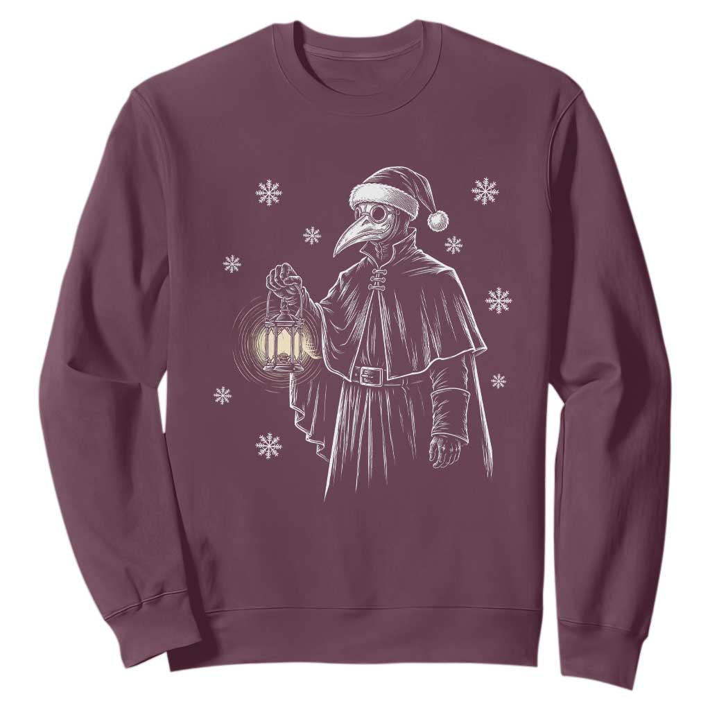 Grim Plague Doctor Santa Hat Christmas Sweatshirt Dark Gothic Holiday Horror