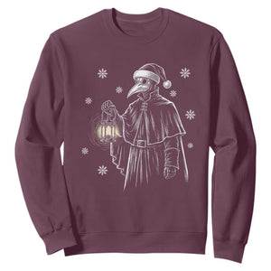 Grim Plague Doctor Santa Hat Christmas Sweatshirt Dark Gothic Holiday Horror