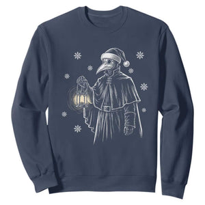 Grim Plague Doctor Santa Hat Christmas Sweatshirt Dark Gothic Holiday Horror