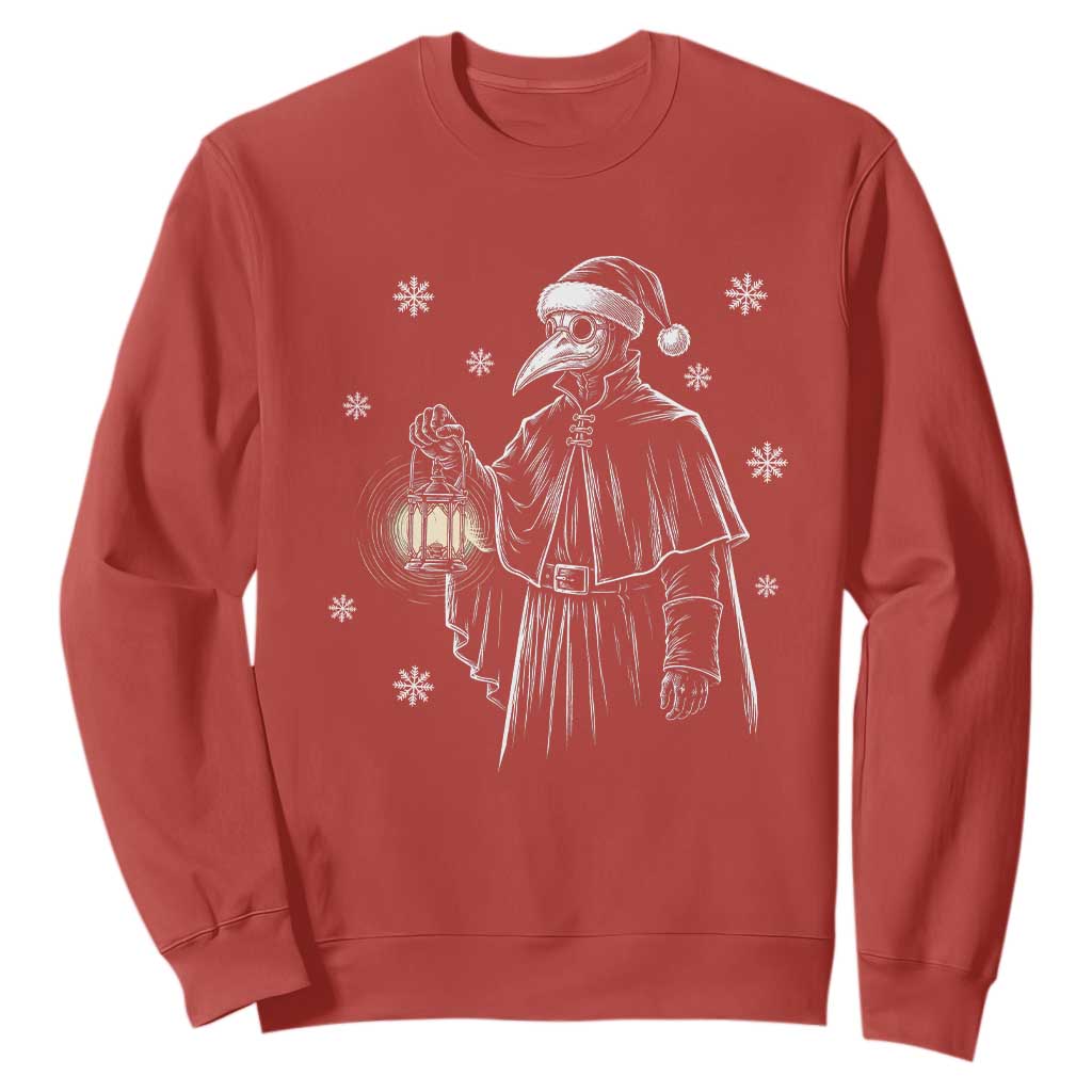 Grim Plague Doctor Santa Hat Christmas Sweatshirt Dark Gothic Holiday Horror
